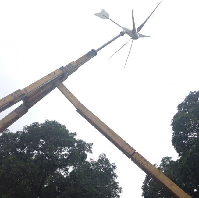 Tower erection in process